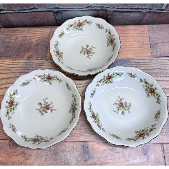 Johann Haviland 7.5” Soup Coupe Bowls Set Of 3 Moss Rose Bavaria Germany + extra - Picture 7 of 12